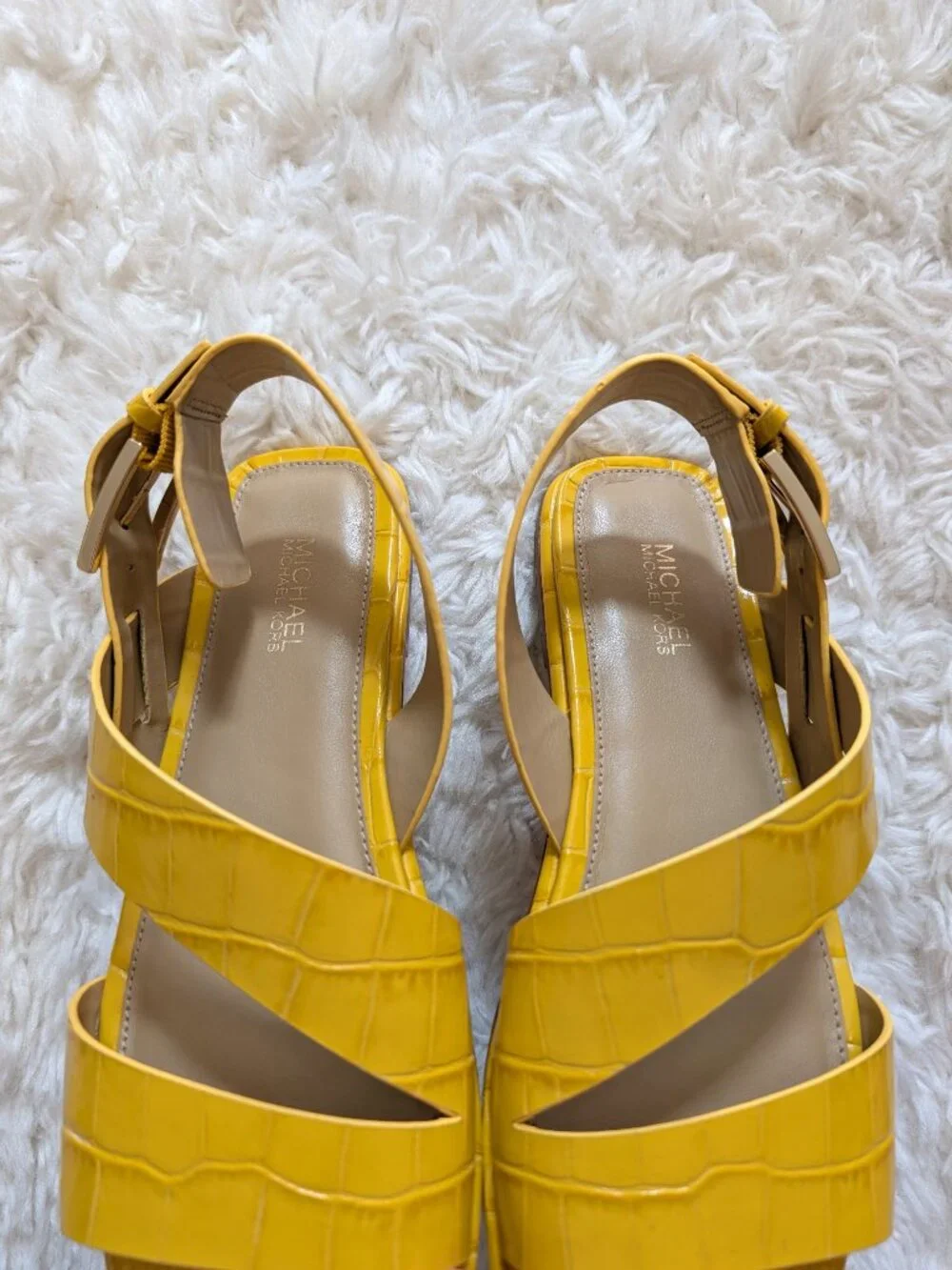 NWT Michael Kors Delilah Leather Slingback Sandals (size: 6; color: sunflower) - Picture 5 of 10